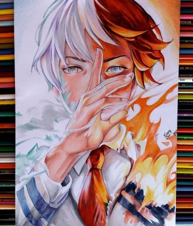 Аниме цветными карандашами
