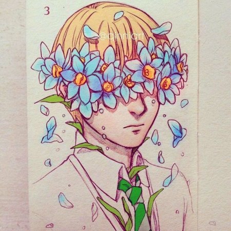 Парень с разноцветными волосами арт