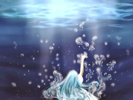 Аниме девушка в воде