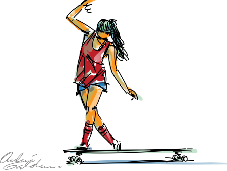 Скейтбордистка арт
