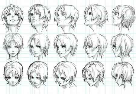 Аниме голова в три четверти