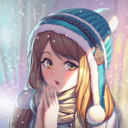 Аниме девушка зима