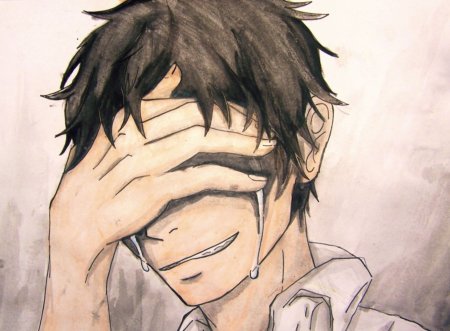 Аниме парень плачет