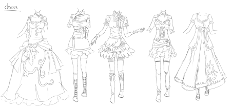 Одежда аниме девушек карандашом