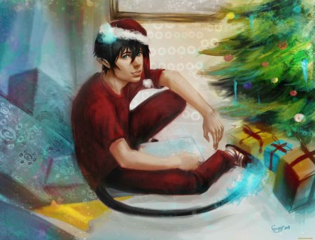 Парень новый год арт