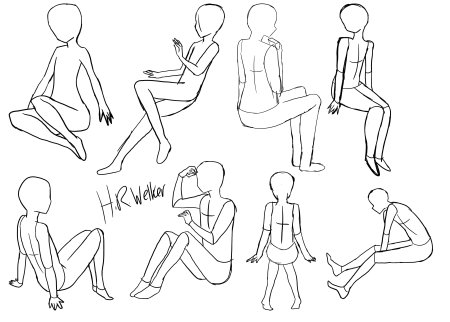 Сидячие позы скетч