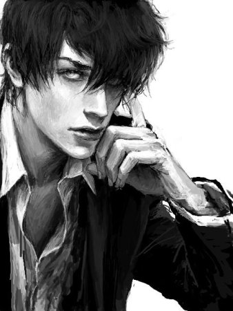 Сероволосый мужчина арт