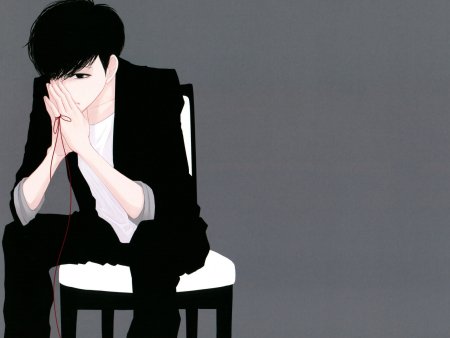 Аниме парень сидит