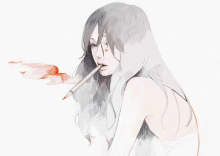 Курящая девушка арт