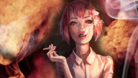 Девушка с сигаретой арт