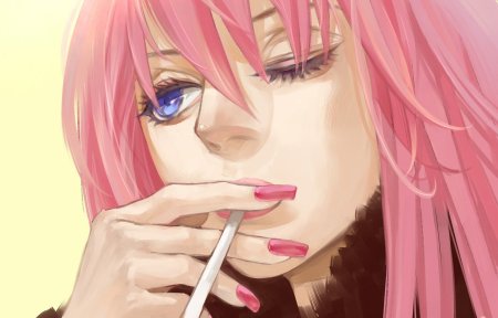 Розовые волосы арт