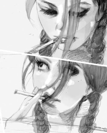 Девушка с сигаретой арт