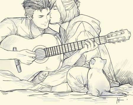 Парень с гитарой скетч