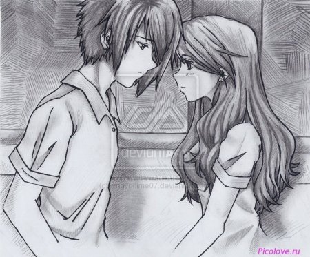 Аниме парочки карандашом