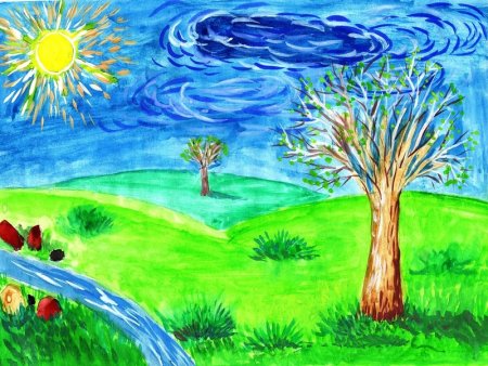 Детские рисунки пейзажи природы