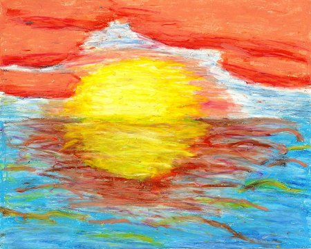 Закат солнца цветными карандашами