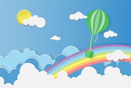 Фон с радугой и облаками