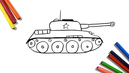 Танк т-34 рисунок детский
