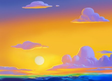 Красивый закат мультяшный