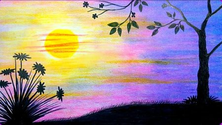 Рисунки для срисовки закат