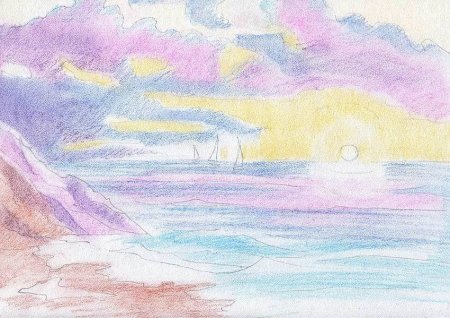 Небо цветными карандашами