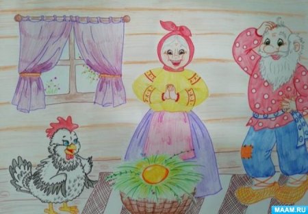 Рисование сказки Курочка Ряба