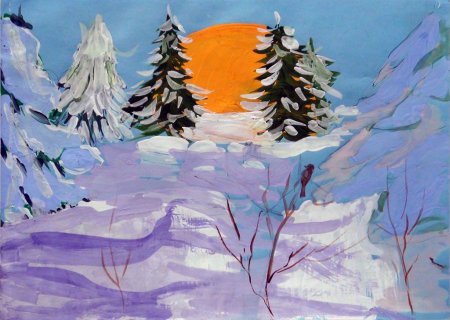 Детские рисунки на тему зима