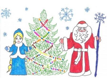 Рисунок на тему новый год легкий