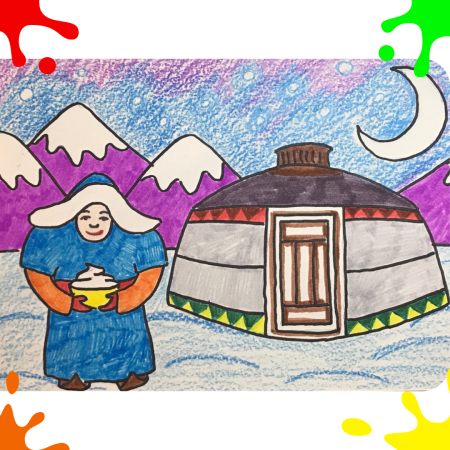 Юрта нарисованная красками