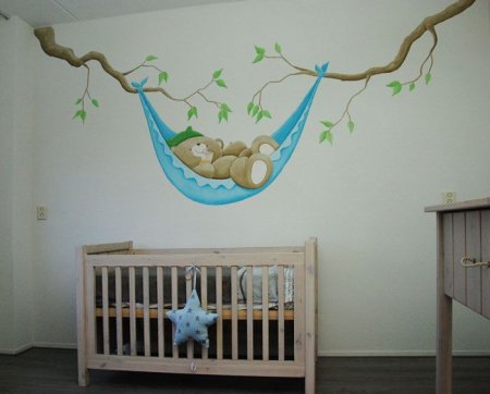 Роспись стен в детском саду спальня