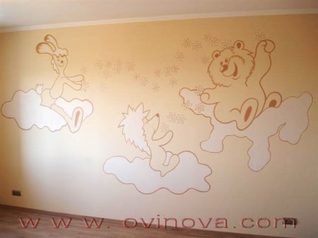 Рисование на стенах в спальне в детском саду