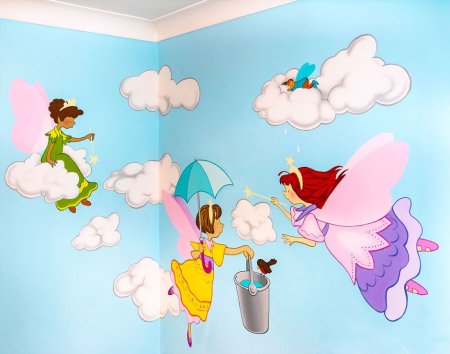 Роспись стен в детском саду спальня