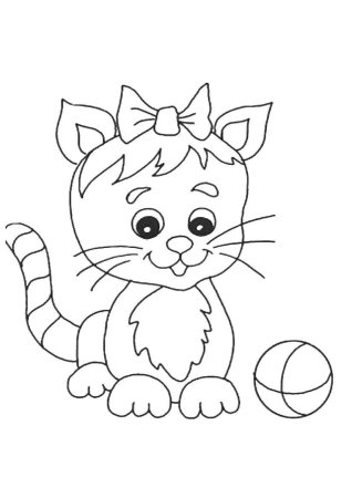 Кошка раскраска для детей
