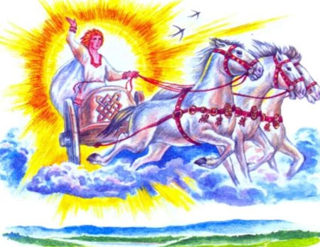 Славянский Бог Даждьбог на колеснице