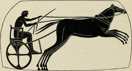 Гонки на колесницах в древней Греции карандашом