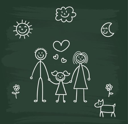 Детские рисунки мелками на доске