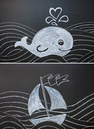 Рисунки мелом на доске