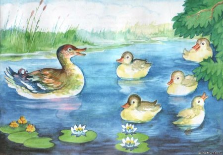 Картина утка с утятами