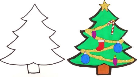 Рисование новогодней елки для детей