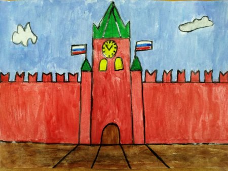 Спасская башня Кремля рисование