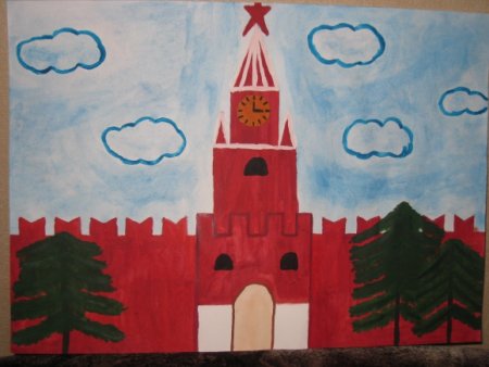 Спасская башня Кремля рисование