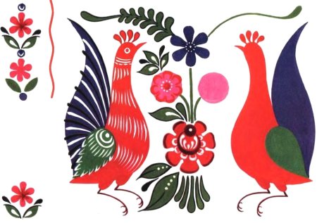 Поэтапность рисования Городецкой росписи