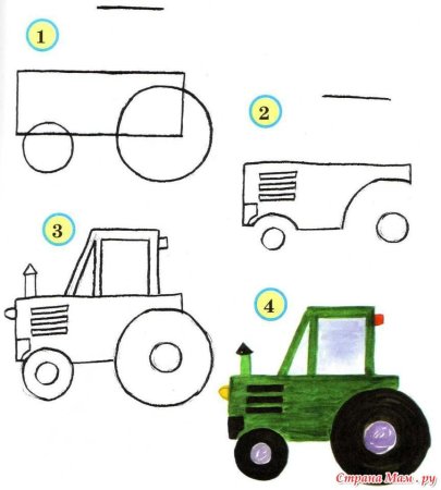 Трактор рисунок для детей