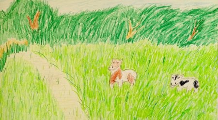 Рисуем луг с детьми
