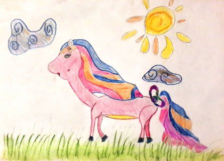 Лошадь рисунок детский