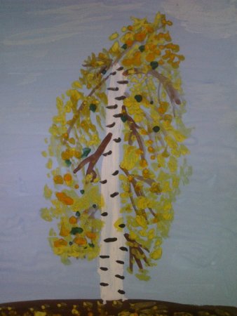 Рисование осенней березы