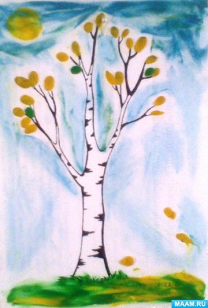 Осенняя береза в подготовительной группе