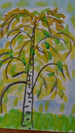 Рисование осенние Берёзки