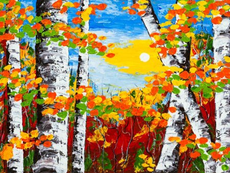 Рисование осенние Берёзки