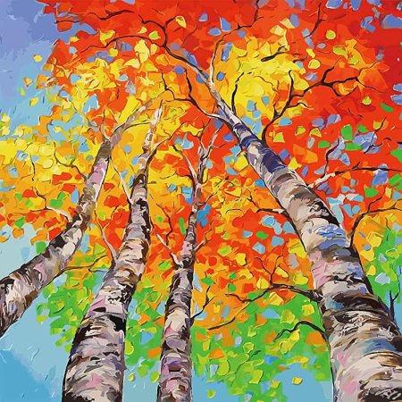 Рисование осенней березы